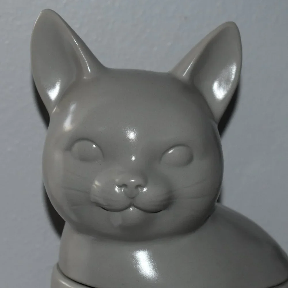 Threshold Stoneware Gray Cat Cookie Jar Cottage Farmhouse Kitchen Decor - Picture 11 of 13
